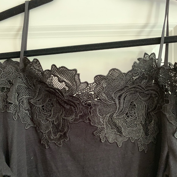 Black off-the-shoulder Anthropologie Shirt - Picture 3 of 3